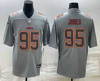 Mens Kansas City Chiefs #95 Chris Jones Gray Atmosphere Fashion Stitched Jersey->kansas city chiefs->NFL Jersey